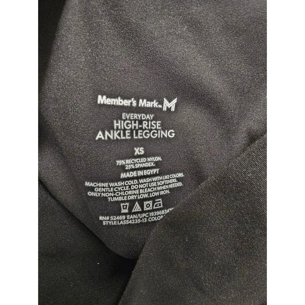 Member's Mark Womens High-Rise Ankle Leggings Black Nylon Blend Athletic Size XS